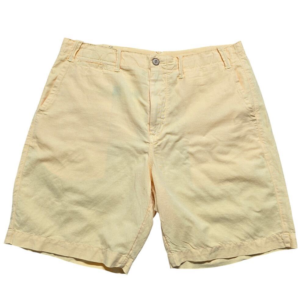 Polo Ralph Lauren Linen Blend Shorts Yellow Classic Fit Sz 34 Resort Vacation